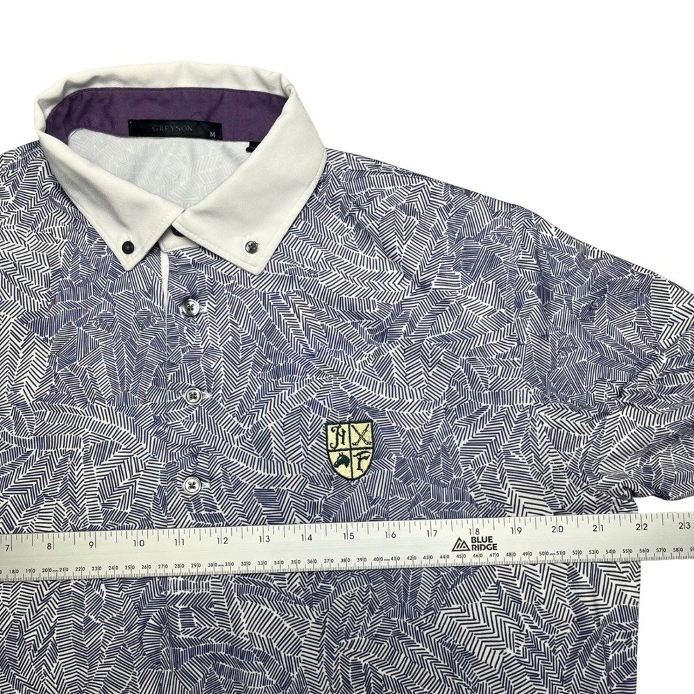 Greyson Polo Shirt Mens M purple White Geometric Hidden Wolf Performance Golf - Picture 6 of 8